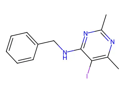 N-benzyl-5-iodo-2,6-dimethylpyrimidin-4-amine structure
