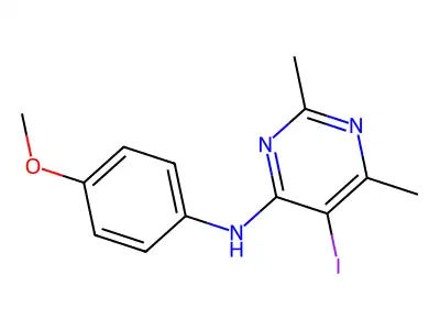 5-iodo-N-(4-methoxyphenyl)-2,6-dimethylpyrimidin-4-amine structure