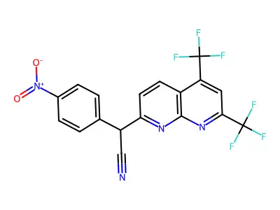 2-[5,7-Bis(trifluoromethyl)-1,8-naphthyridin-2-yl]-2-(4-nitrophenyl)acetonitrile structure