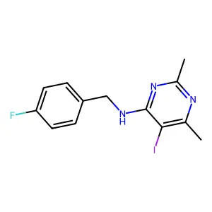 N-(4-fluorobenzyl)-5-iodo-2,6-dimethyl-4-pyrimidinamine structure