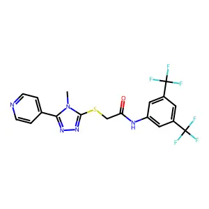N-[3,5-bis(trifluoromethyl)phenyl]-2-{[4-methyl-5-(pyridin-4-yl)-4H-1,2,4-triazol-3-yl]sulfanyl}acetamide structure