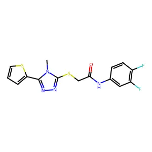 N-(3,4-difluorophenyl)-2-{[4-methyl-5-(thiophen-2-yl)-4H-1,2,4-triazol-3-yl]sulfanyl}acetamide structure