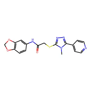 N-(1,3-benzodioxol-5-yl)-2-{[4-methyl-5-(pyridin-4-yl)-4H-1,2,4-triazol-3-yl]sulfanyl}acetamide structure