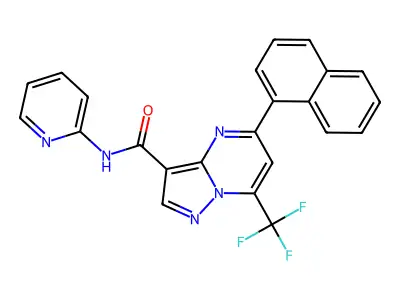 5-naphthalen-1-yl-N-pyridin-2-yl-7-(trifluoromethyl)pyrazolo[1,5-a]pyrimidine-3-carboxamide structure