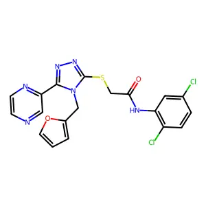 N-(2,5-dichlorophenyl)-2-{[4-(furan-2-ylmethyl)-5-(pyrazin-2-yl)-4H-1,2,4-triazol-3-yl]sulfanyl}acetamide structure