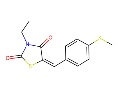 (5E)-3-ethyl-5-[4-(methylsulfanyl)benzylidene]-1,3-thiazolidine-2,4-dione structure