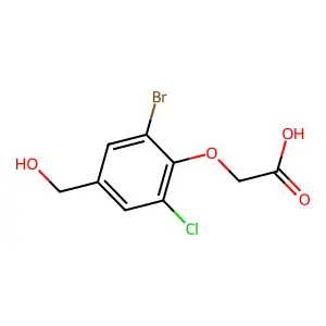 [2-Bromo-6-chloro-4-(hydroxymethyl)phenoxy]acetic acid structure