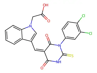3-[[1-(3,4-Dichlorophenyl)tetrahydro-4,6-dioxo-2-thioxo-5(2H)-pyrimidinylidene]methyl]-1H-indole-1-acetic acid structure