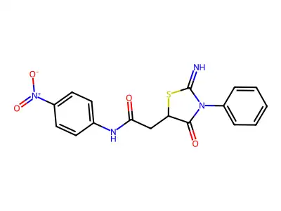 2-(2-imino-4-oxo-3-phenyl-1,3-thiazolidin-5-yl)-N-(4-nitrophenyl)acetamide structure