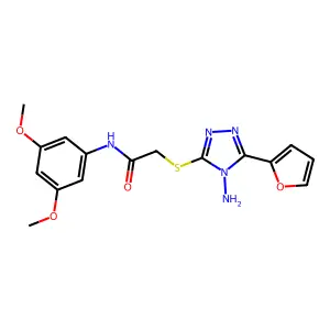 2-(4-amino-5-(2-furyl)(1,2,4-triazol-3-ylthio))-N-(3,5-dimethoxyphenyl)acetami de structure