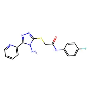 2-((4-amino-5-(pyridin-2-yl)-4H-1,2,4-triazol-3-yl)thio)-N-(4-fluorophenyl)acetamide structure