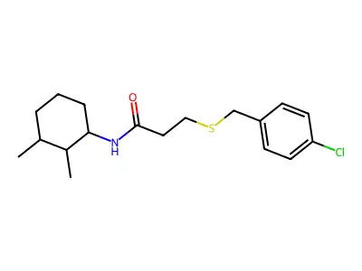 3-[(4-chlorophenyl)methylsulfanyl]-N-(2,3-dimethylcyclohexyl)propanamide structure