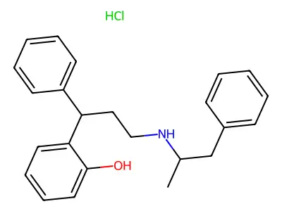 Phenol, 2-(3-((1-methyl-2-phenylethyl)amino)-1-phenylpropyl)-, hydrochloride structure