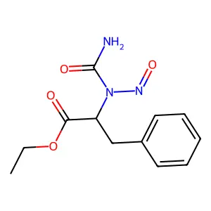 N-(1-Ethoxy-1-oxo-3-phenylpropan-2-yl)-N-nitrosocarbamimidic acid structure