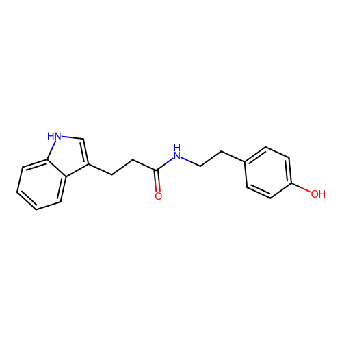 N-[2-(4-hydroxyphenyl)ethyl]-3-(1H-indol-3-yl)propanamide structure