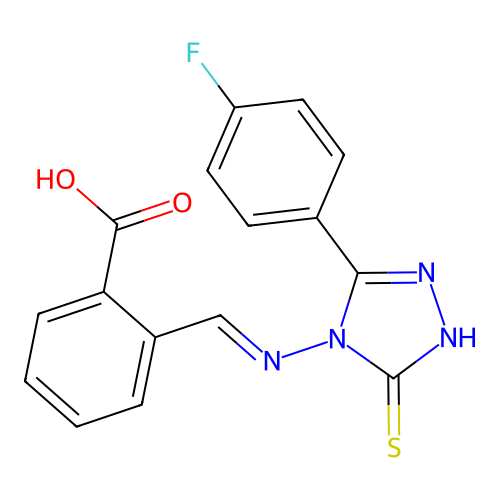 2-(((3-(4-Fluorophenyl)-5-thioxo-1H-1,2,4-triazol-4(5H)-yl)imino)methyl)benzoic acid structure