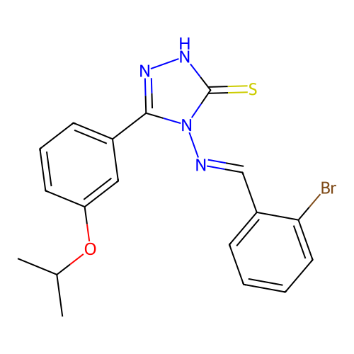 (E)-4-((2-bromobenzylidene)amino)-5-(3-isopropoxyphenyl)-4H-1,2,4-triazole-3-thiol structure