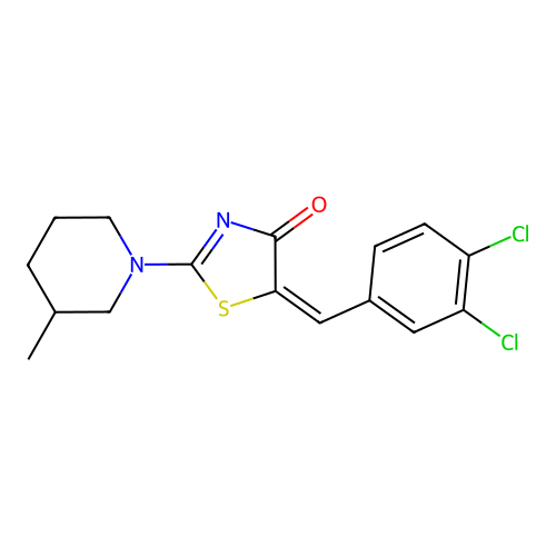 (E)-5-(3,4-dichlorobenzylidene)-2-(3-methylpiperidin-1-yl)thiazol-4(5H)-one structure