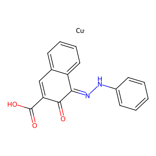 copper;(4E)-3-oxo-4-(phenylhydrazinylidene)naphthalene-2-carboxylic acid structure