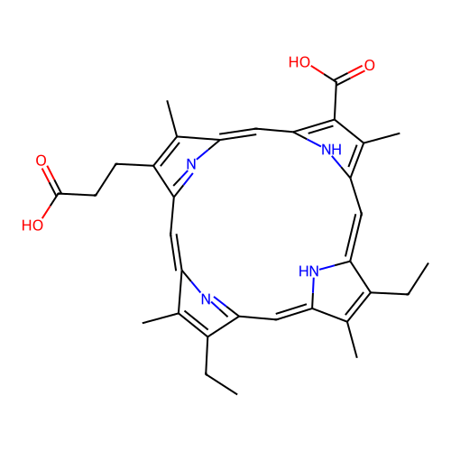 7-Carboxy-12,17-diethyl-3,8,13,18-tetramethyl-21H,23H-porphine-2-propionic acid structure