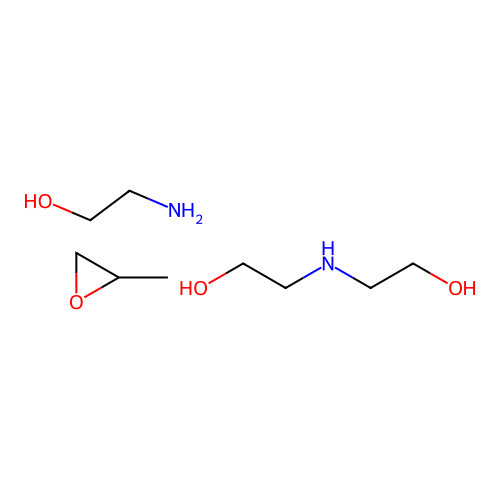 2-Aminoethanol;2-(2-hydroxyethylamino)ethanol;2-methyloxirane structure