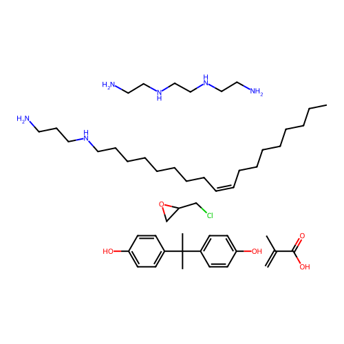 (C21-H44-N2.C15-H16-O2.C6-H18-N4.C4-H6-O2.C3-H5-Cl-O)x- structure
