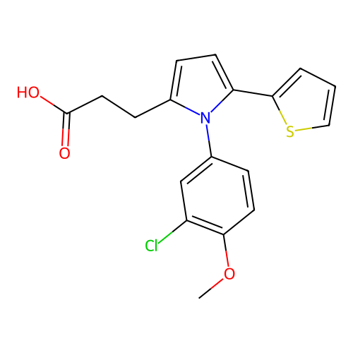 3-[1-(3-chloro-4-methoxyphenyl)-5-(thiophen-2-yl)-1H-pyrrol-2-yl]propanoic acid structure