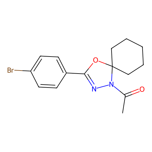 1-[3-(4-Bromophenyl)-4-oxa-1,2-diazaspiro[4.5]dec-2-en-1-yl]ethanone structure