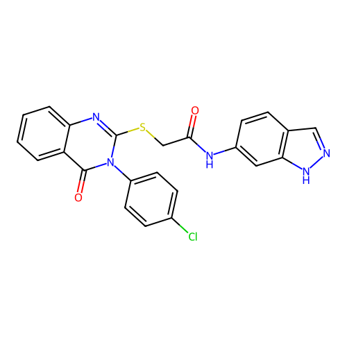 2-{[3-(4-chlorophenyl)-4-oxo-3,4-dihydroquinazolin-2-yl]sulfanyl}-N-(1H-indazol-6-yl)acetamide structure