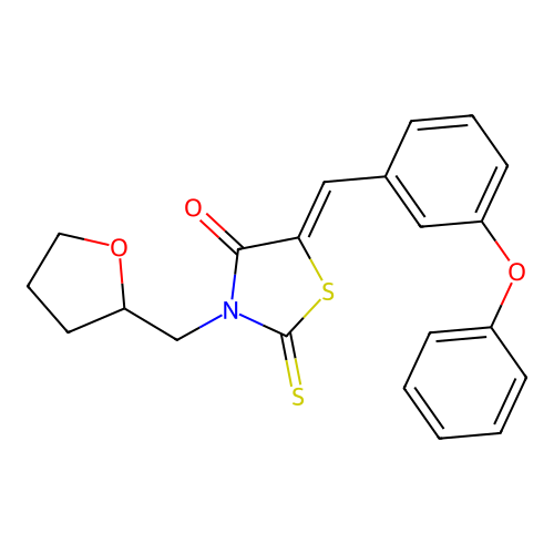 (5Z)-5-(3-phenoxybenzylidene)-3-(tetrahydrofuran-2-ylmethyl)-2-thioxo-1,3-thiazolidin-4-one structure