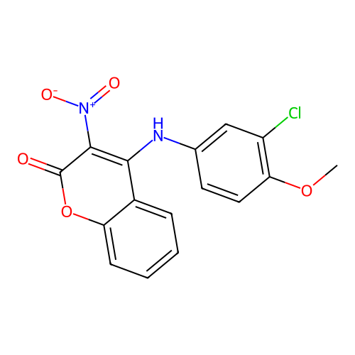 4-((3-chloro-4-methoxyphenyl)amino)-3-nitro-2H-chromen-2-one structure