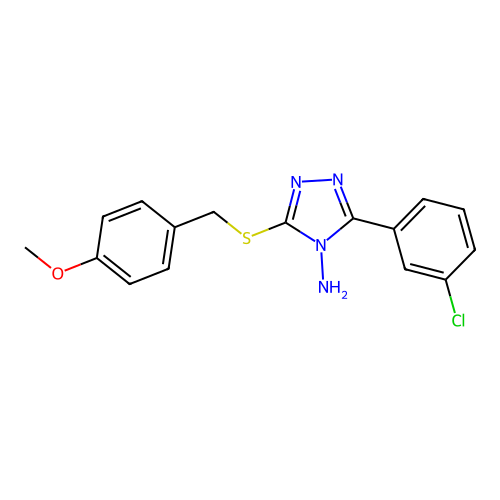 3-(3-chlorophenyl)-5-((4-methoxybenzyl)thio)-4H-1,2,4-triazol-4-amine structure