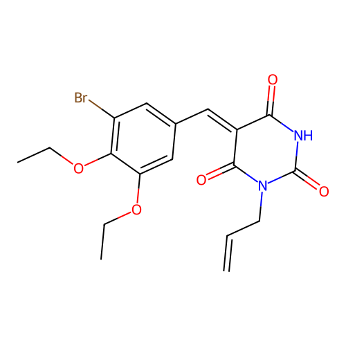 (Z)-1-allyl-5-(3-bromo-4,5-diethoxybenzylidene)pyrimidine-2,4,6(1H,3H,5H)-trione structure