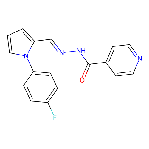 (E)-N'-((1-(4-fluorophenyl)-1H-pyrrol-2-yl)methylene)isonicotinohydrazide structure