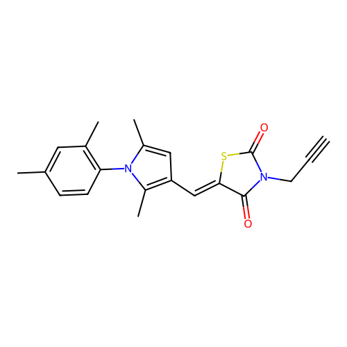 (Z)-5-((1-(2,4-dimethylphenyl)-2,5-dimethyl-1H-pyrrol-3-yl)methylene)-3-(prop-2-yn-1-yl)thiazolidine-2,4-dione structure