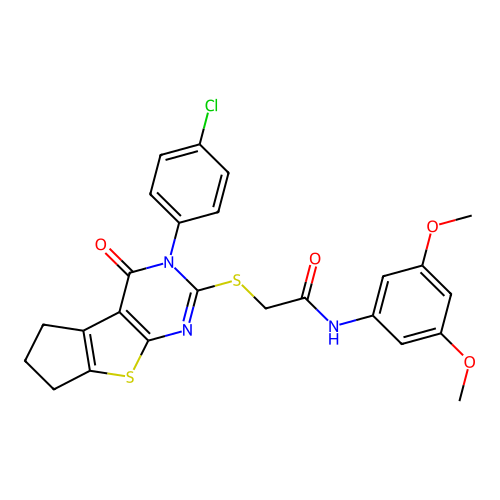 2-((3-(4-chlorophenyl)-4-oxo-4,5,6,7-tetrahydro-3H-cyclopenta[4,5]thieno[2,3-d]pyrimidin-2-yl)thio)-N-(3,5-dimethoxyphenyl)acetamide structure