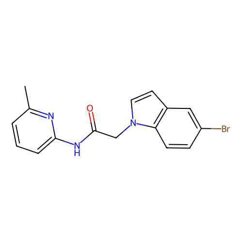 2-(5-bromo-1H-indol-1-yl)-N-(6-methylpyridin-2-yl)acetamide structure