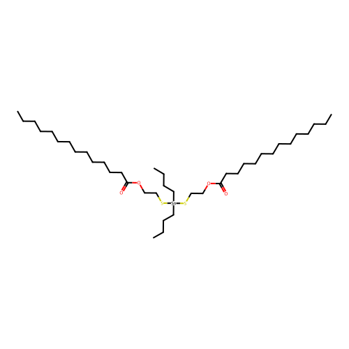 Tetradecanoic acid, 1,1'-[(dibutylstannylene)bis(thio-2,1-ethanediyl)] ester structure