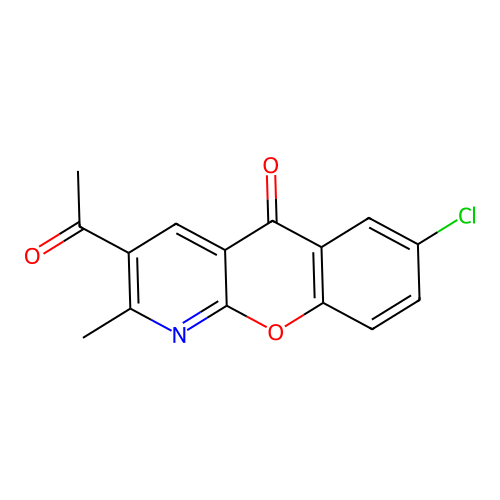 3-Acetyl-7-chloro-2-methyl-5H-[1]benzopyrano[2,3-b]pyridin-5-one structure
