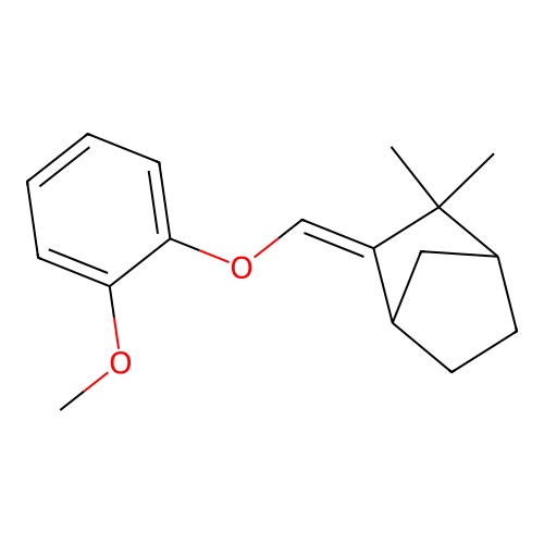 (3E)-3-[(2-methoxyphenoxy)methylidene]-2,2-dimethylbicyclo[2.2.1]heptane structure