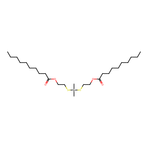 Dimethyltinbis(2-(decanoyloxy)ethylmercaptide) structure