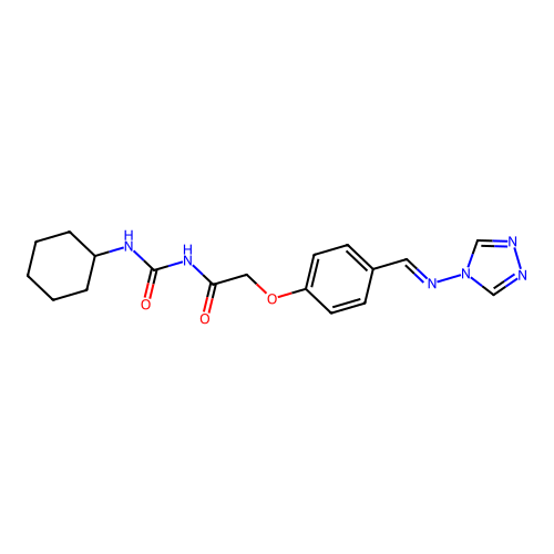 Urea, 1-cyclohexyl-3-((p-((4H-1,2,4-triazol-4-ylimino)methyl)phenoxy)acetyl)- structure