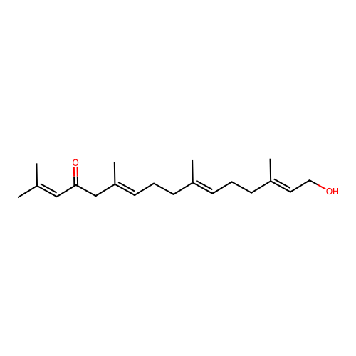 (6E,10E,14E)-16-Hydroxy-2,6,10,14-tetramethyl-2,6,10,14-hexadecatetraen-4-one structure