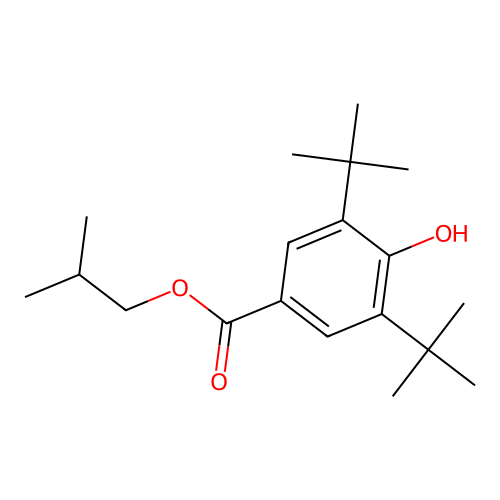 Benzoic acid, 3,5-bis(1,1-dimethylethyl)-4-hydroxy-, 2-methylpropyl ester structure
