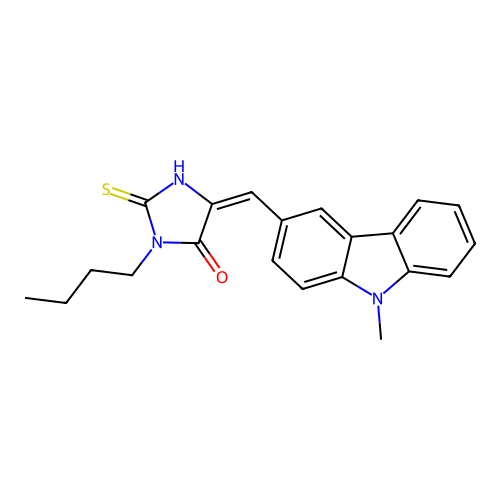 (5E)-3-butyl-5-[(9-methylcarbazol-3-yl)methylidene]-2-sulfanylideneimidazolidin-4-one structure