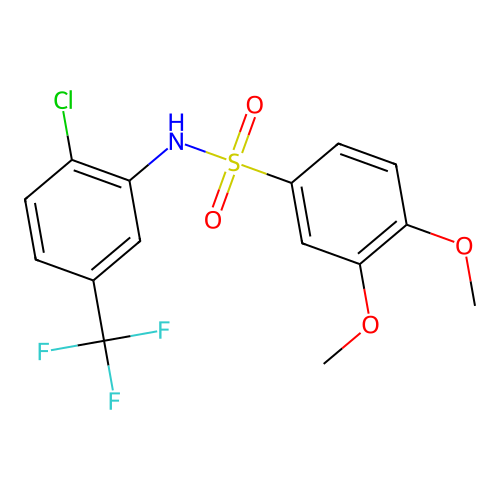 N-[2-chloro-5-(trifluoromethyl)phenyl]-3,4-dimethoxybenzenesulfonamide structure