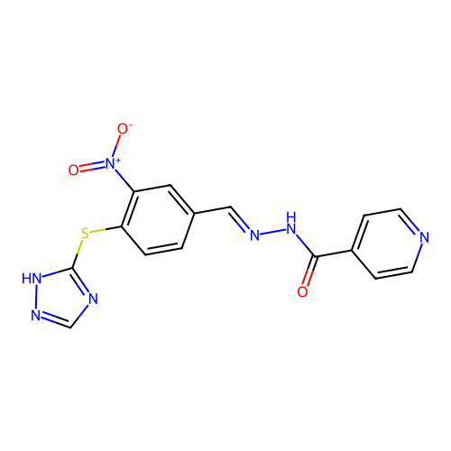 N'-(4-((4H-1,2,4-triazol-3-yl)thio)-3-nitrobenzylidene)isonicotinohydrazide structure