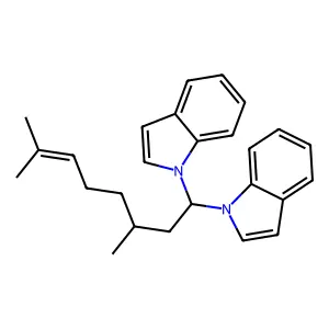 1H-Indole, 1,1'-(3,7-dimethyl-6-octen-1-ylidene)bis- structure