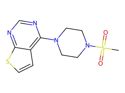 1-Methanesulfonyl-4-{thieno[2,3-d]pyrimidin-4-yl}piperazine structure