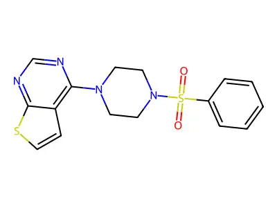 4-[4-(Phenylsulfonyl)-1-piperazinyl]thieno[2,3-d]pyrimidine structure